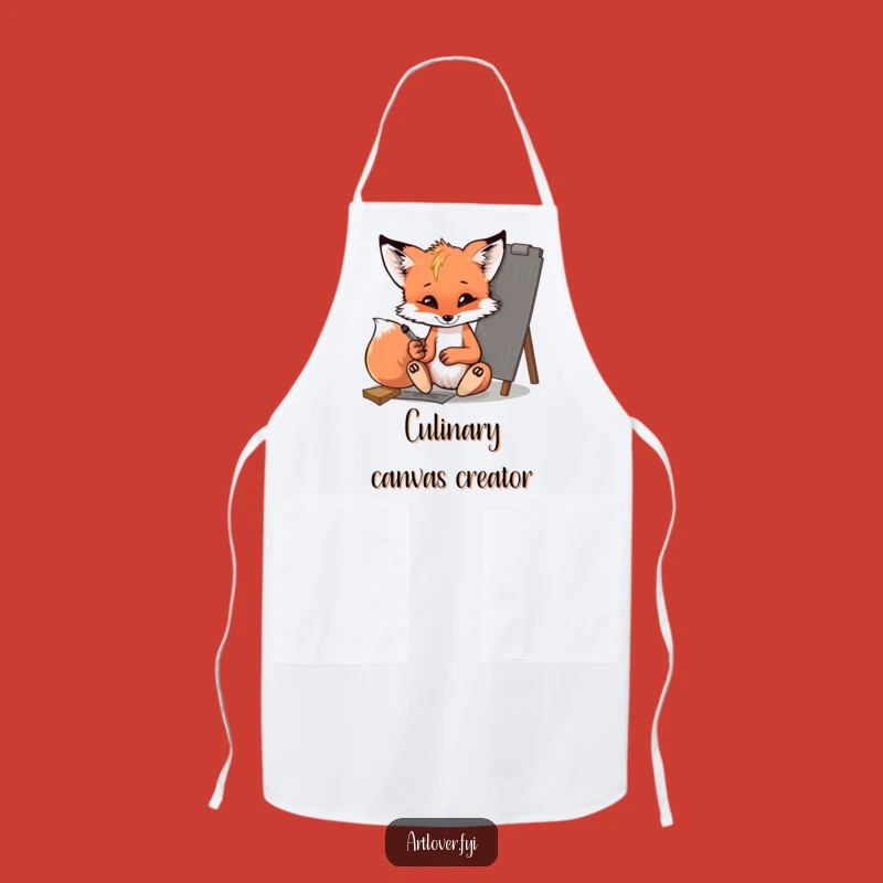 Funny Fox Cub Apron - Creative Kitchen Wear for Aspiring Artists