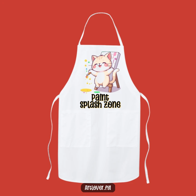 Funny Paint Cat Apron: Artist Feline Kitchen Wear, Great Humorous Gift