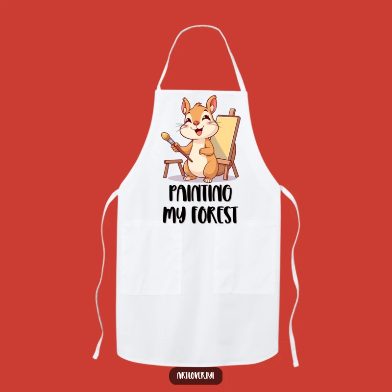 Funny Squirrel Artist Apron: Paint with Joy, Delighted Chef's Funny Gift