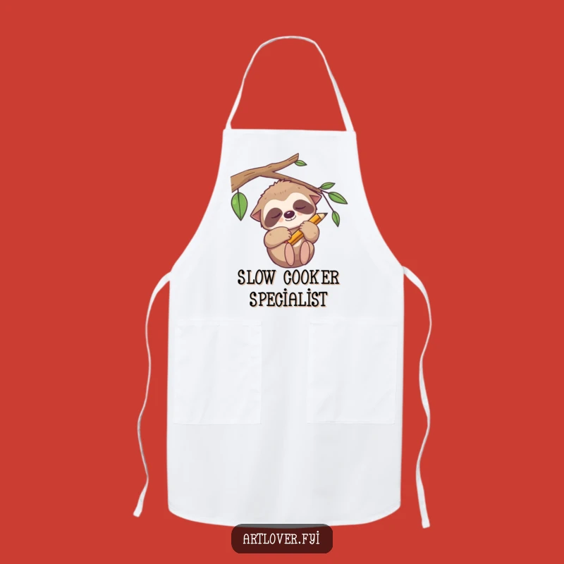 Funny Sloth Apron - Relaxed Artist Wear for Kitchen or Studio