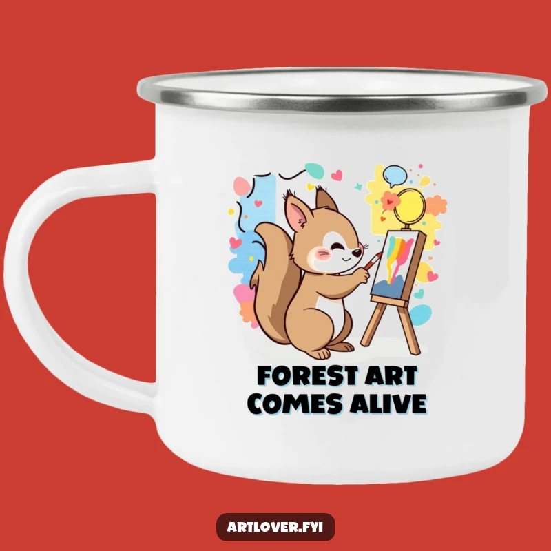 Funny Squirrel Mural Camping Mug: Artful Adventures Outdoors