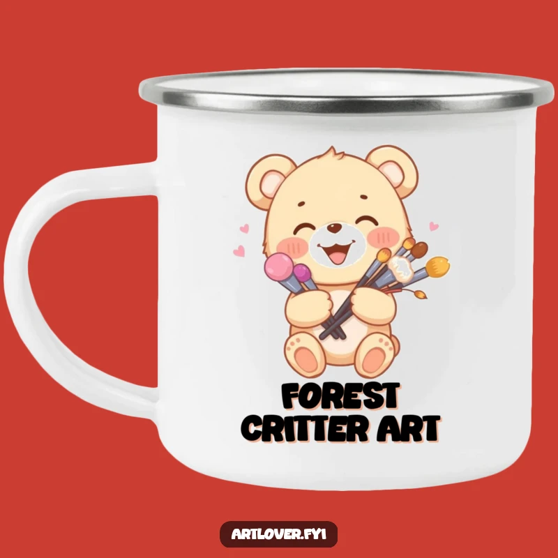 Funny Artist Bear Cub Camping Mug: Outdoor Brush Fun - Ideal Gift!