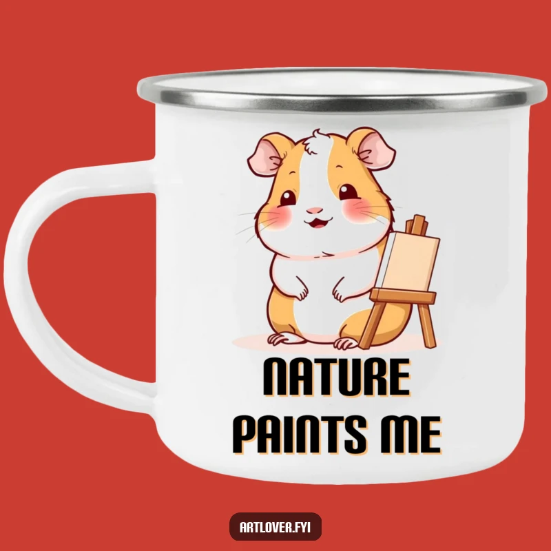 Funny Artist Guinea Pig Camping Mug: Artful Adventures Outdoors