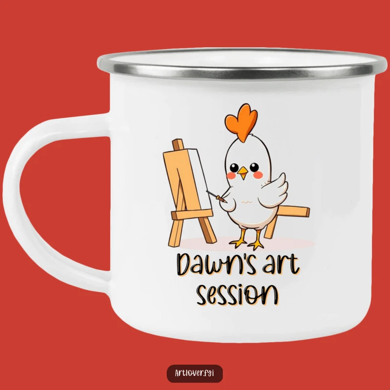 Funny Chicken Artist Camping Mug: Artistic Outdoor Pecking, Perfect Funny Outdoor Gift!