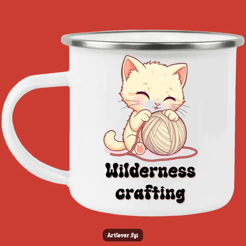 Funny Kitten Sculpting Yarn Camping Mug - Rugged & Humorous Outdoor Gear