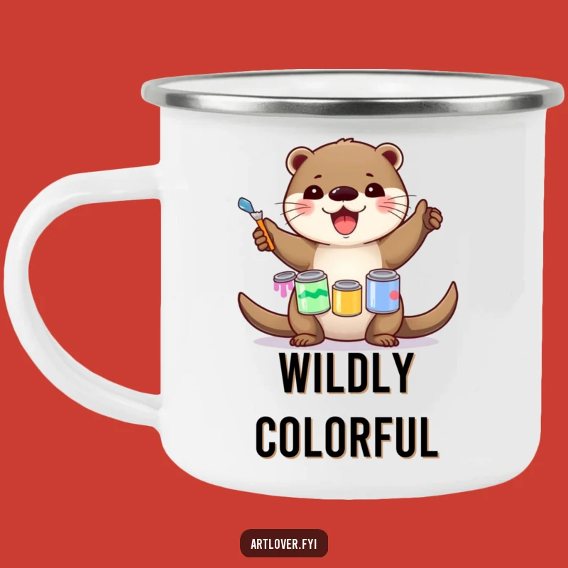 Funny Otter Artist Camping Mug: Creative Campfire Balance, Perfect Funny Outdoor Gift!
