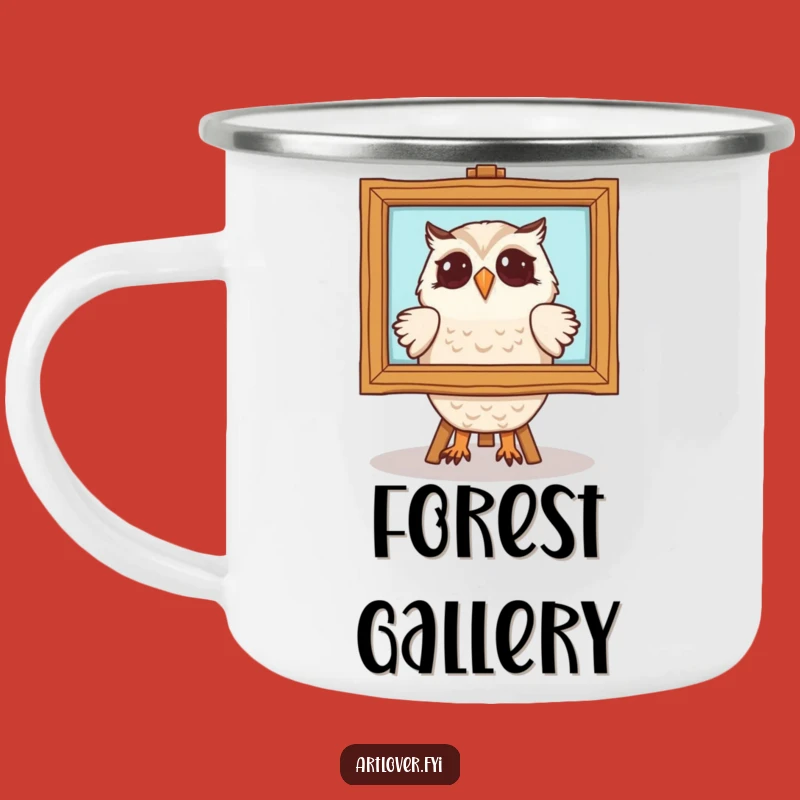Funny Owl Art Camping Mug: Painting Admirer Enamel Cup, Perfect Humorous Gift