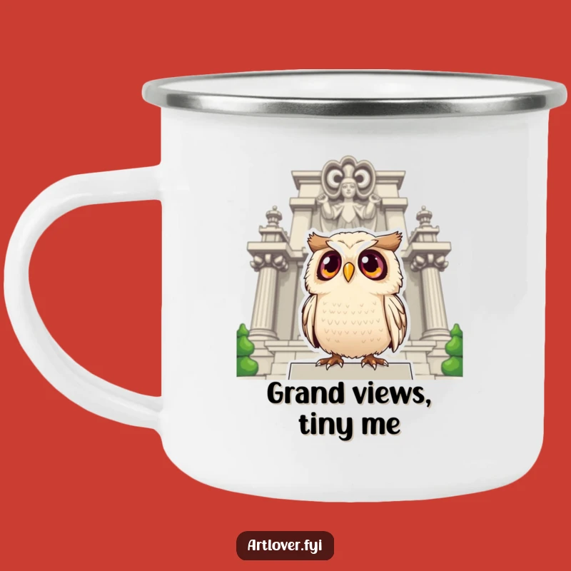 Funny Owl Statue Camping Mug: Sip with Awe Outdoors