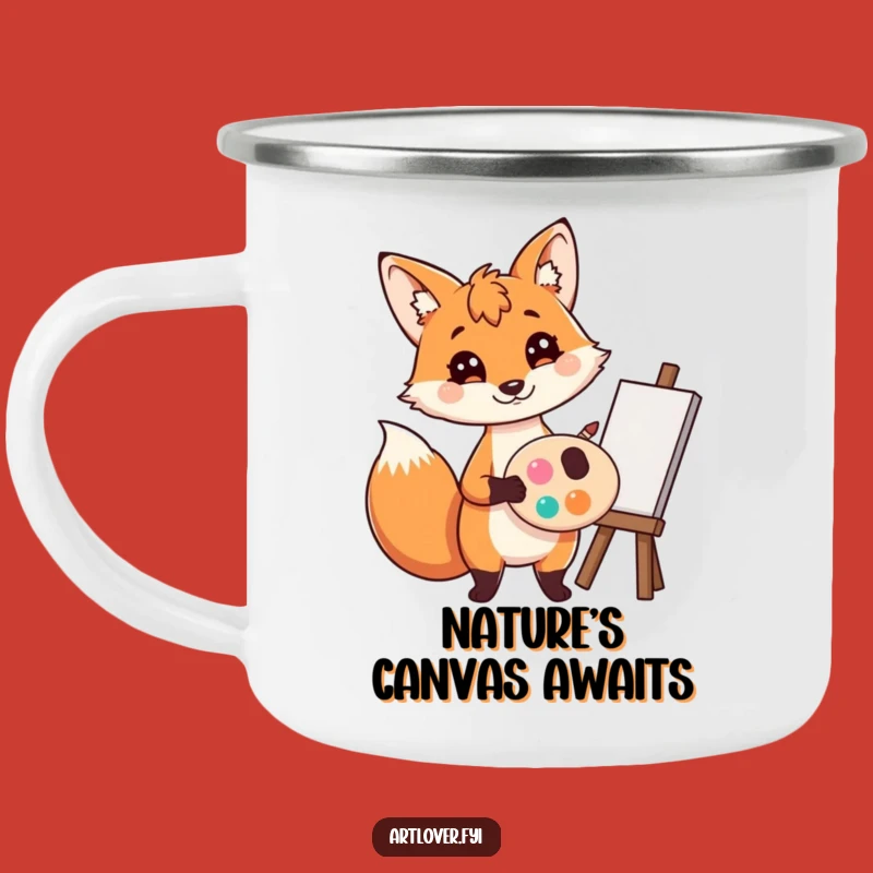 Funny Fox Artist Camping Mug: Painter Cup, Great Funny Gift Outdoors