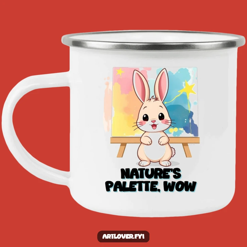 Funny Camping Mug: Bunny Artist's Trail Companion - Sip Artfully!