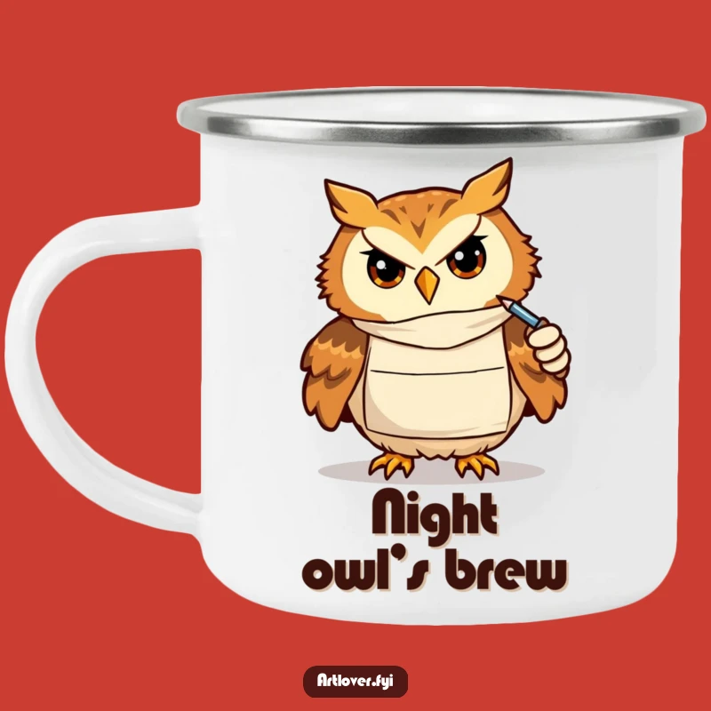 Funny Owl Artist Camping Mug: Wise Campfire Drawing, Hilarious Funny Gift