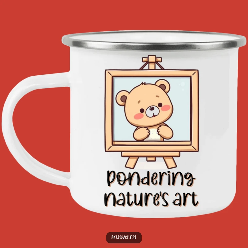 Funny Bear Cub Art Camping Mug: Admire Nature's Art with a Sigh, Humorous Outdoor Gift
