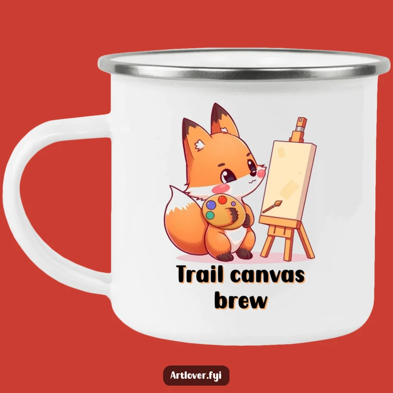 Funny Artist Fox Camping Mug: Outdoor Palette Fun - Ideal Gift!