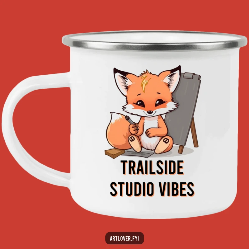 Funny Fox Cub Camping Mug - Adventure Art Companion for Outdoorsy Folks