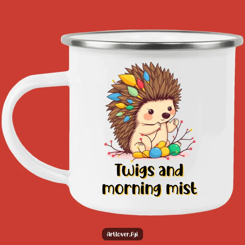 Funny Hedgehog Sculpture Camping Mug: Artful Campfire Companion, Hilarious Funny Gift