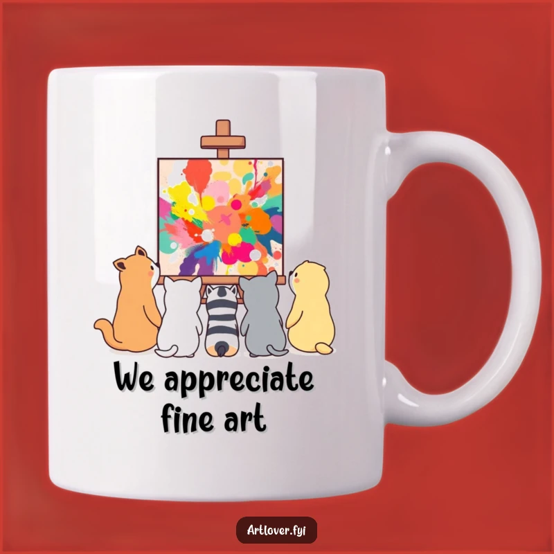 Funny Animal Art Lovers Mug: Admiring Abstract Painting - A Quirky Gift