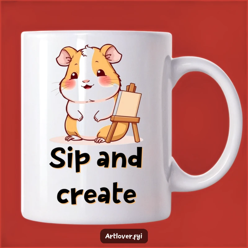 Funny Artist Guinea Pig Mug: Smiling Painter, Perfect Gift for Art Lovers
