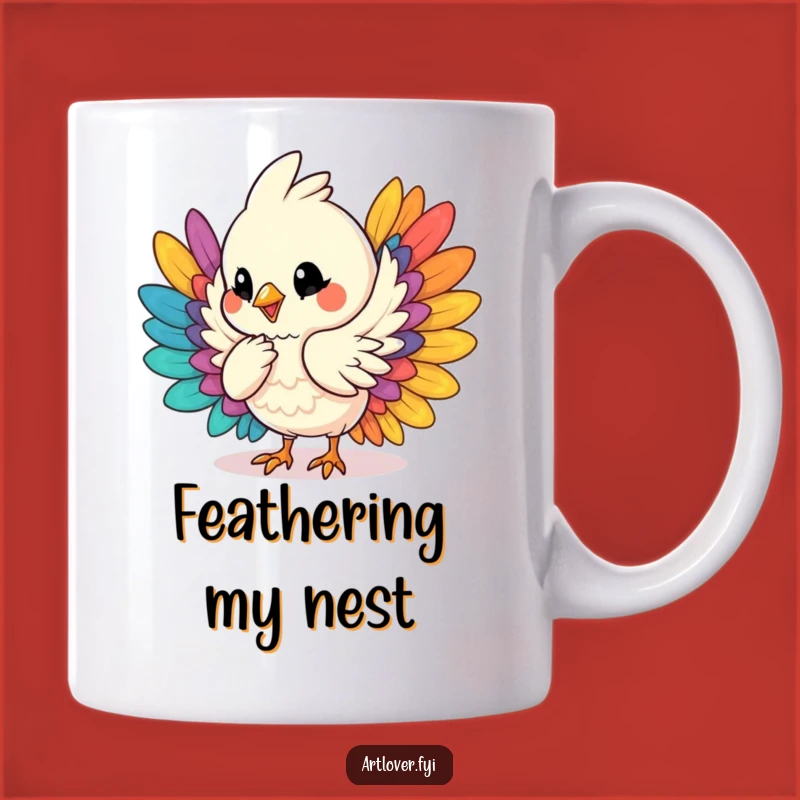 Funny Bird Arranging Feathers Mug, A Hilarious Artistic Gift for Bird Lovers