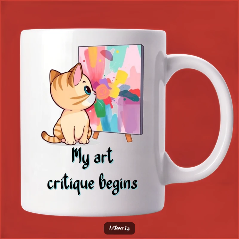 Funny Curious Cat Art Lover Mug: A Whimsical Gift for Cat Moms and Dads