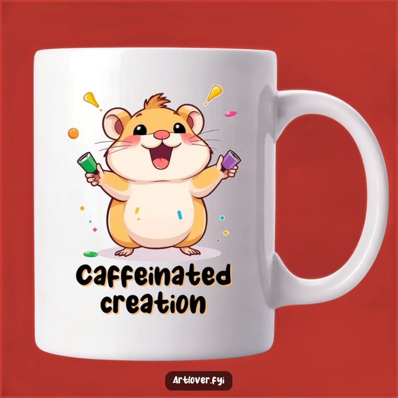Funny Hamster Artist Mug: Juggling Paint Tubes, Perfect Gift for Creative Critters
