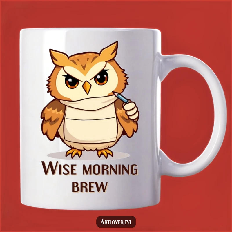 Funny Owl Artist Mug: Focused Drawing Owl, Perfect Funny Gift for Studious Folks