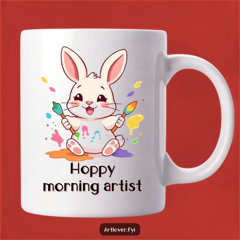 Funny Rabbit Painter Mug: Create Joyful Art with Every Sip!