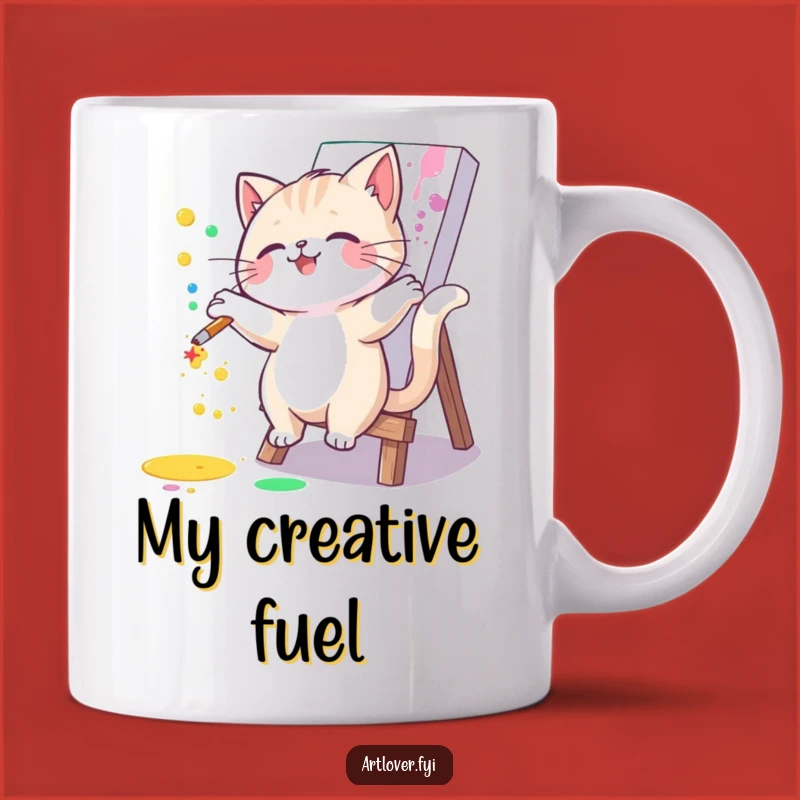 Funny Art Cat Mug: Splashing Paint Joyfully, Perfect Gift for Creative Cat Lovers
