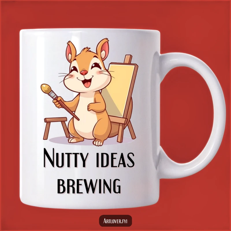 Funny Squirrel Artist Mug: Delighted Painter with Brush, Perfect Funny Gift for Creatives