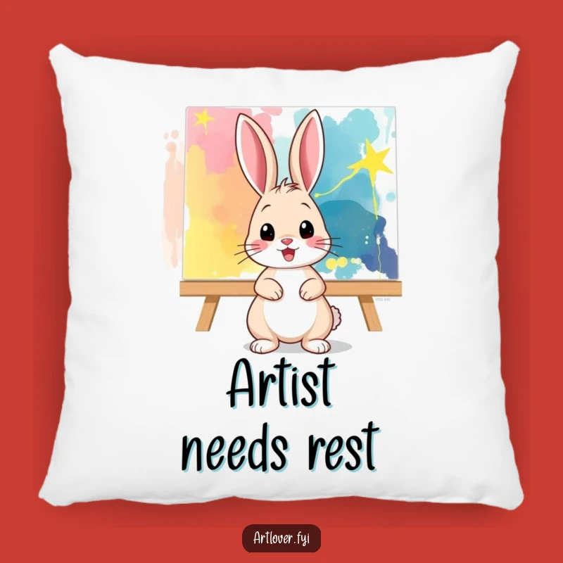 Funny Pillow: Bunny Artist's Comfort Zone - Artistic and Cozy!