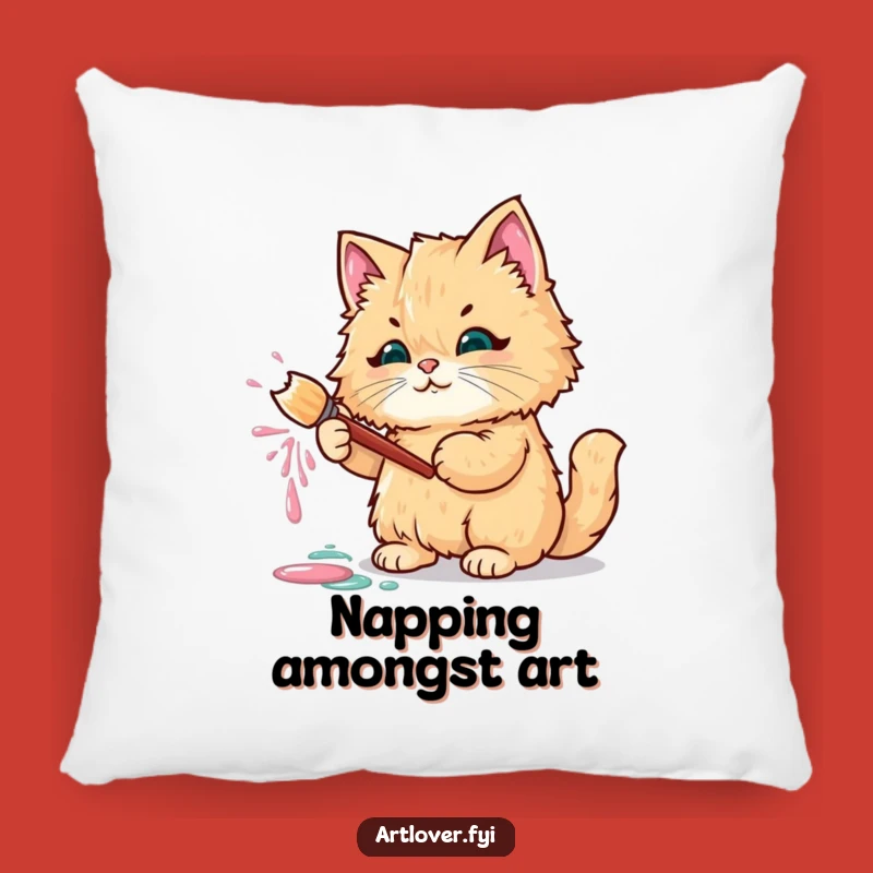 Cozy Funny Cat Paint Pillow: Artistic Comfort and Charm
