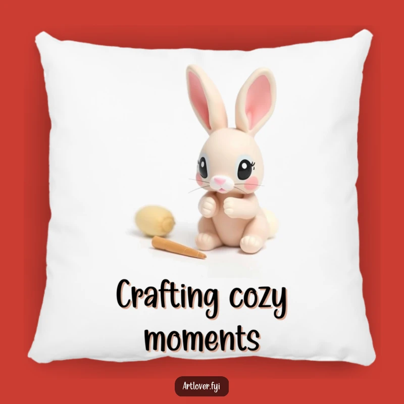 Funny Rabbit Sculptor Pillow: Cozy Up with this Focused Artisan!
