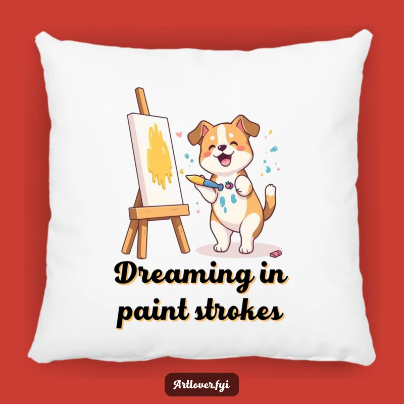 Funny Dog Artist Pillow: Cuddle Up with this Hilarious Canine Creator!