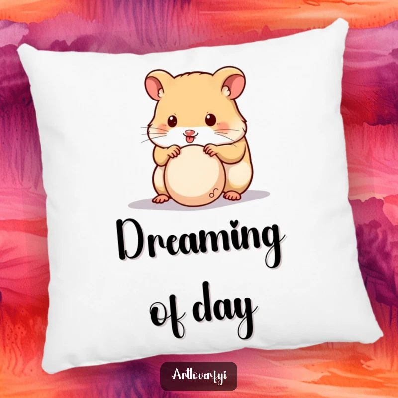 Funny Hamster Sculptor Pillow featuring a cute hamster focused on sculpting clay, bringing comfort and whimsical humor.