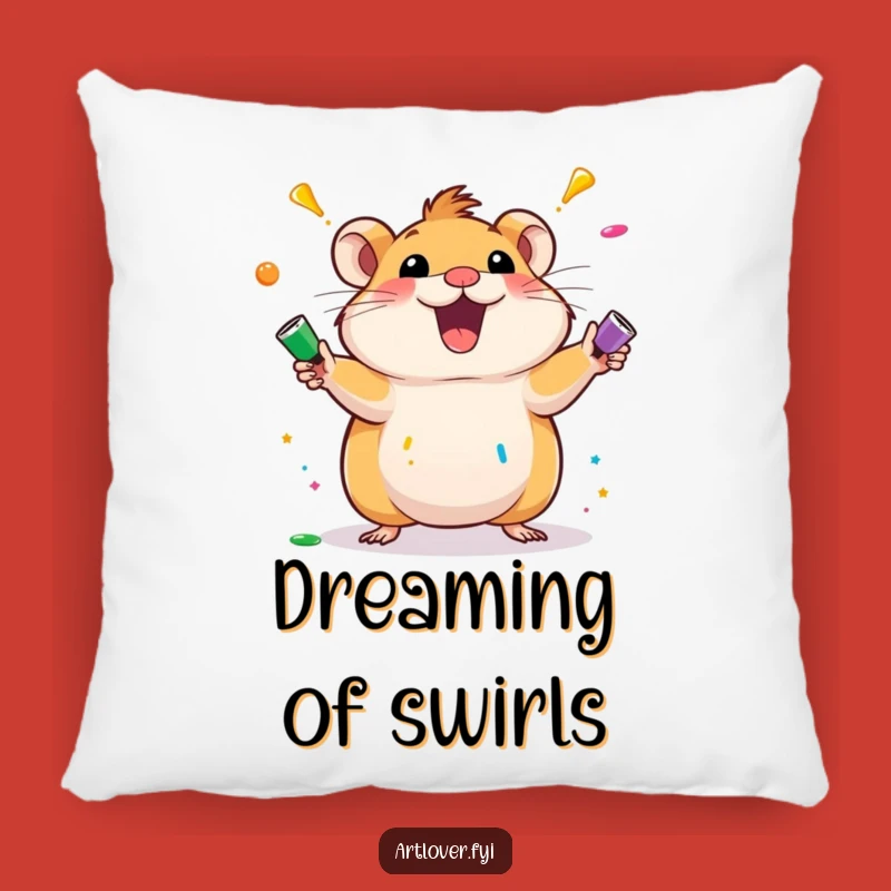 Funny Hamster Juggling Pillow: Cozy Artist Cushion, Perfect Humorous Gift