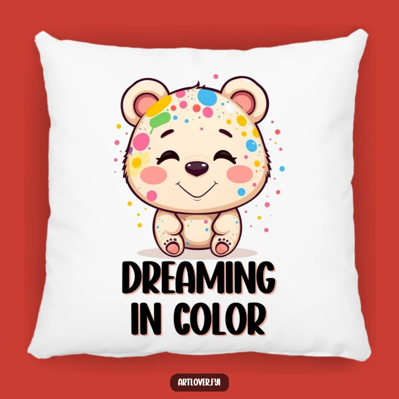 Funny Bear Artist Pillow: Cozy Colorful Comfort, Perfect Funny Throw Pillow Gift!