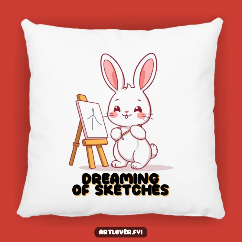 Funny Bunny Artist Pillow: Kawaii Creator Accent, a Hilarious Decorative Gift!