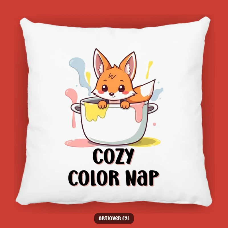 Funny Fox Artist Pillow: Soft Curious Character Peeking, Cozy Humorous Decor!