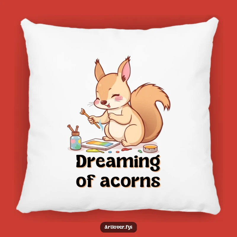 Funny Squirrel Artist Pillow: Cozy Up with this Energetic Pal!