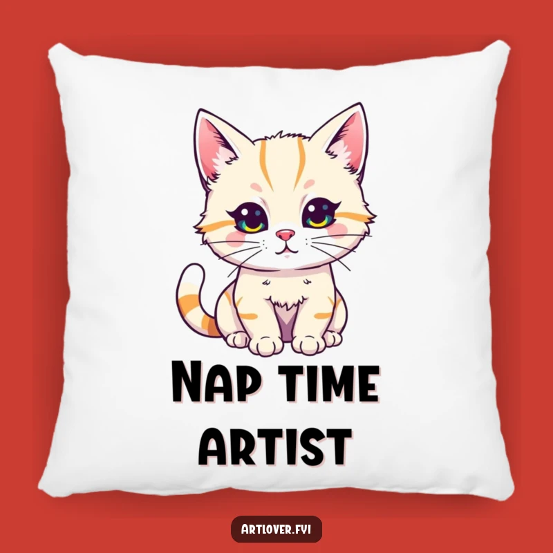 Funny Cat Artist Pillow: Creative Kitty Paints Brightly, Cozy Funny Gift for Decor