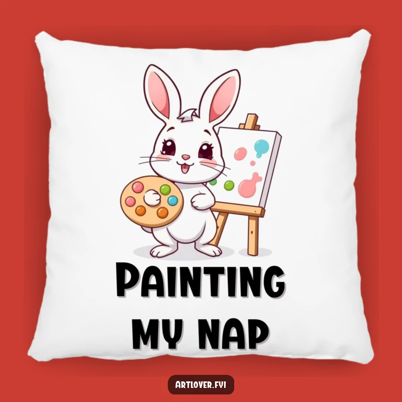 Cozy Funny Rabbit Artist Pillow: Comfort for Creative Souls