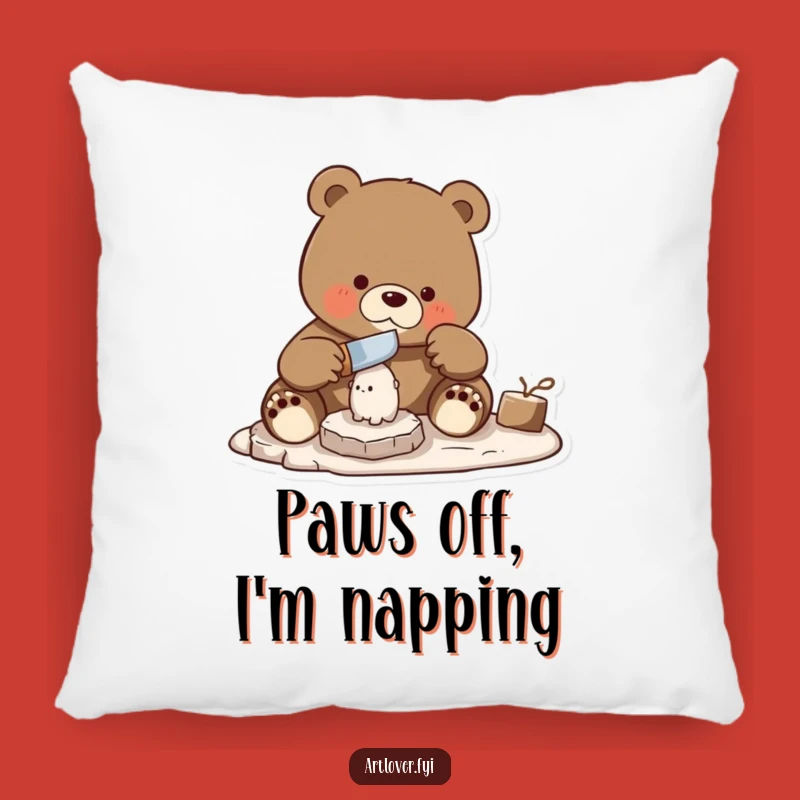 Funny Bear Carver Pillow: Cozy Decor for the Skilled Artisan - A Fun Gift