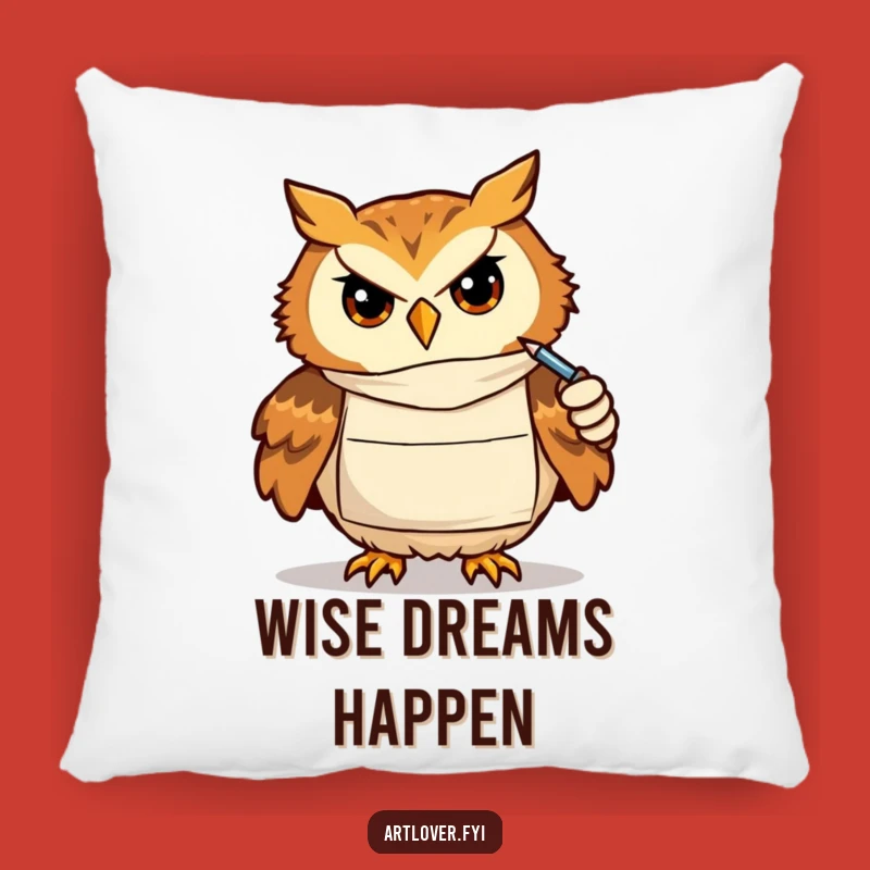 Funny Owl Art Pillow: Cozy Focused Creator, Cute Funny Gift Decor