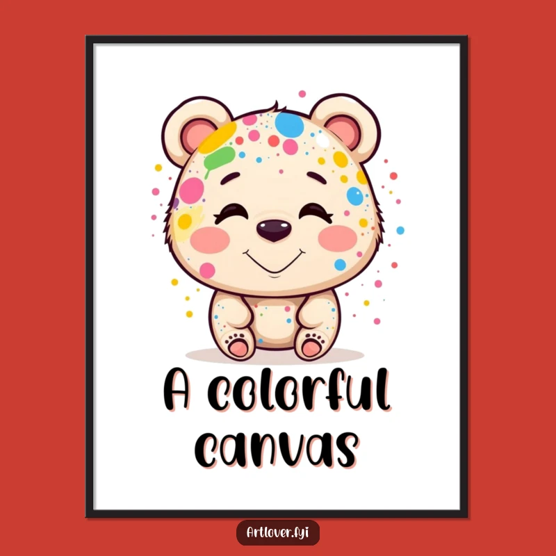 Funny Bear Artist Digital Art: Colorful Creations Decor, Instant Funny Gift Download!