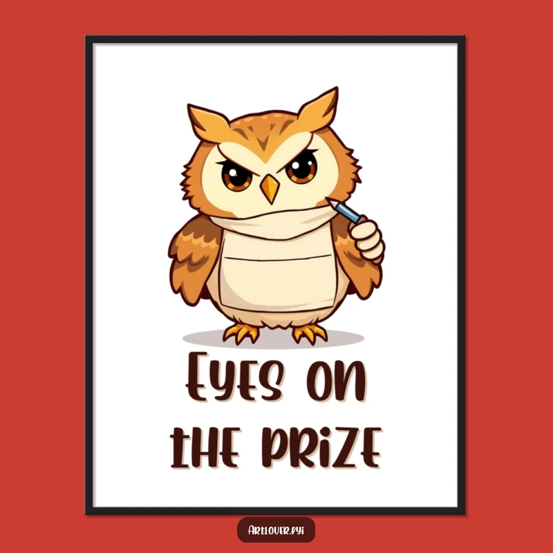 Funny Owl Artist Digital Print: Instant Focus, Perfect Funny Gift