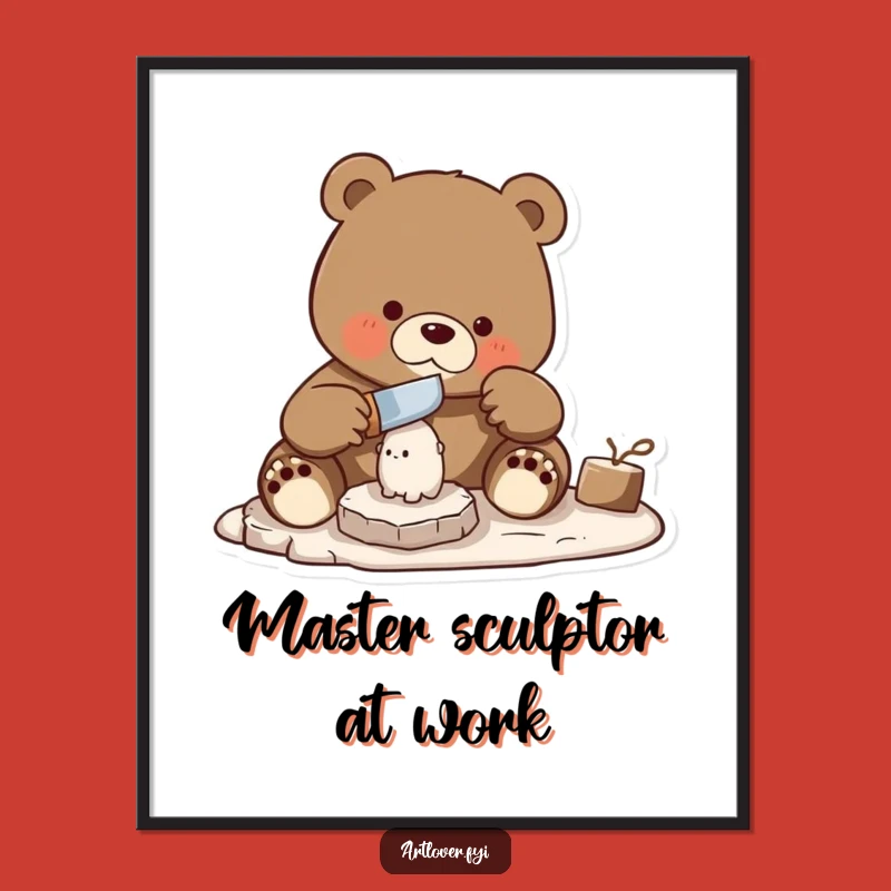 Funny Bear Carver Art Print: Skilled Creation - Instant Artisan Decor Gift