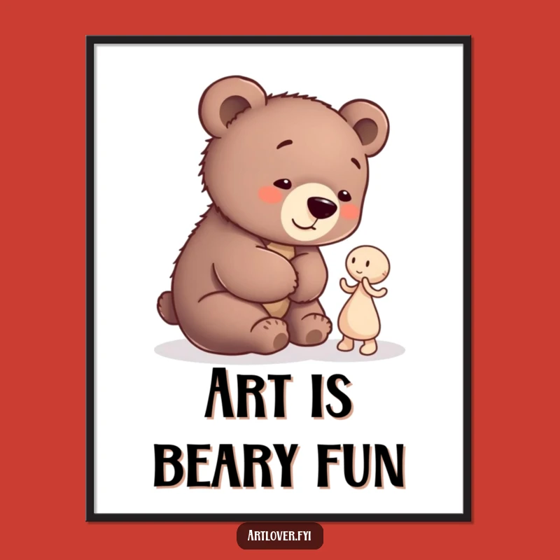 Funny Bear Cub Artist Digital Art Print: Instant Artistic Charm!
