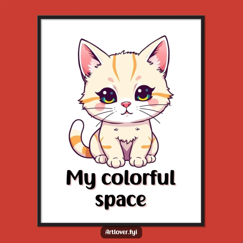 Funny Cat Artist Digital Art: Creative Kitty Paints Brightly, Instant Funny Gift Download