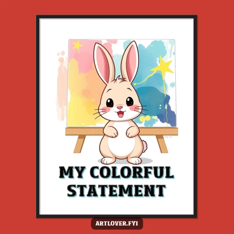 Funny Digital Art: Bunny Artist's Masterpiece Vibes - Instant Funny Gift!