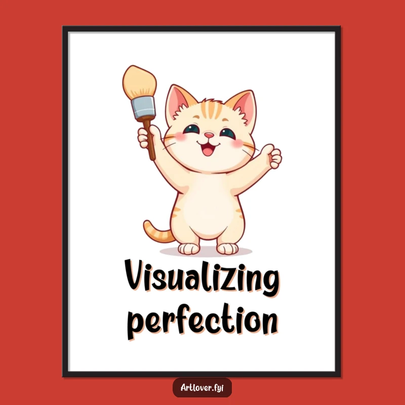 Funny Digital Art: Triumphant Kitten Artist - Instant Funny Gift for Art Lovers!