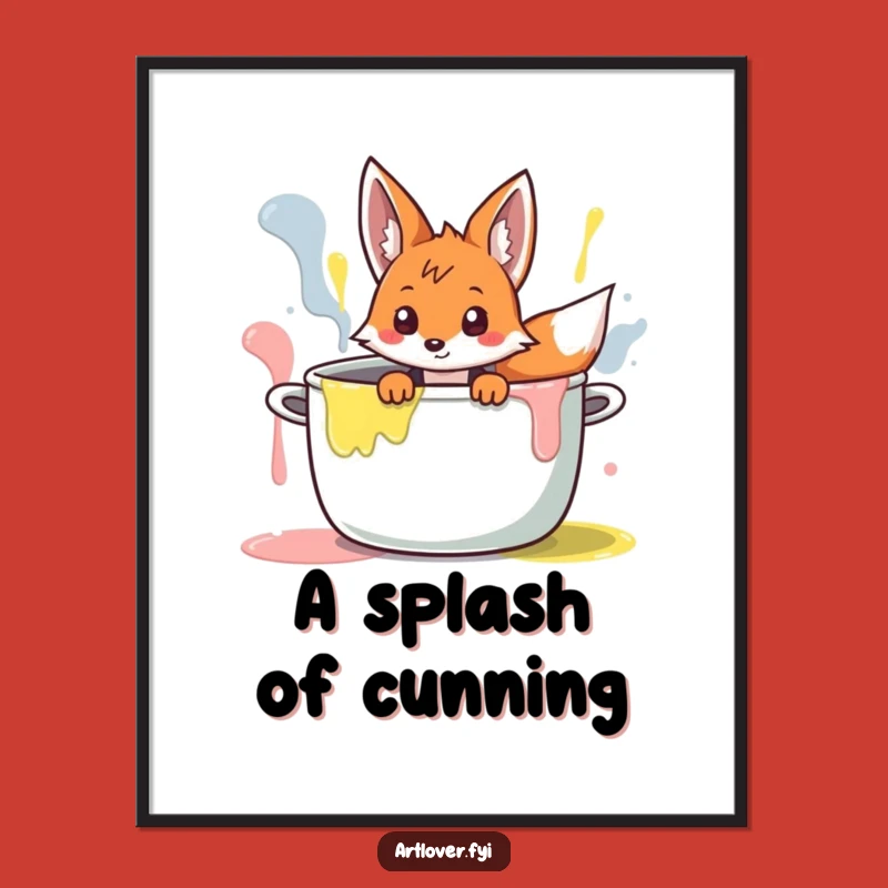 Funny Fox Artist Digital Art Print: Curious High-Quality Character Peeking, Humorous Decor!